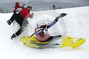 Snow kayak accident