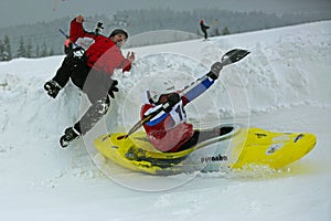 Snow kayak accident