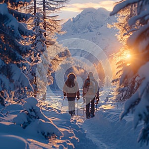 Snow kissed travel Tourists exploring picturesque winter scenes in various destinations
