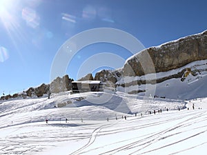 Snow landscape in Austria near Ifen, Kleinwalsertal