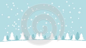 Snow Landscape Background For Christmas Card Vector Illustration