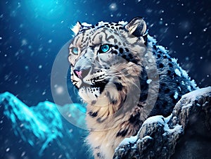 Snow leopard close up