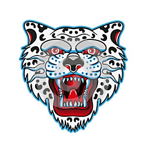 Snow Leopard Face.Leopard Head Mascot Illustration