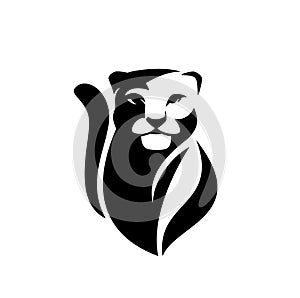 Snow leopard head black and white vector portrait design