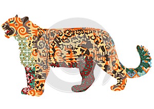 Snow leopard with Kyrgyz patterns
