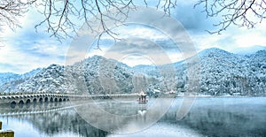 Snow Lulin Lake-Snow scene in Mount Lu