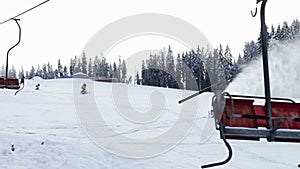 Snow machine gun on a ski slope