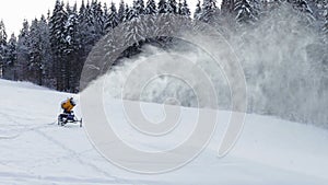 Snow machine gun on a ski slope