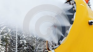 Snow machine gun on a ski slope