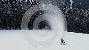 Snow machine gun on a ski slope