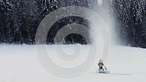 Snow machine gun on a ski slope