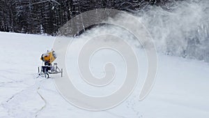 Snow machine gun on a ski slope