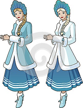 Snow Maiden character with blond braid