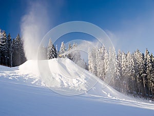Snow makers in action