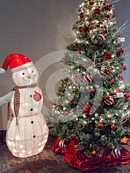 Snow man and Christmas tree