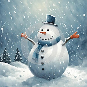 a snow man in a snow storm - 1