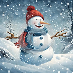 a snow man in a snow storm - 1