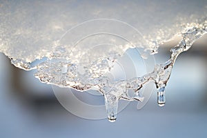 Snow melting icicle spring background