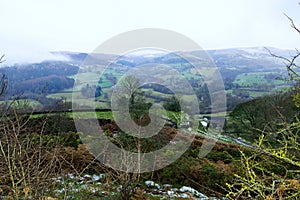 Snow and mist in Hathersage, Derbyshire.