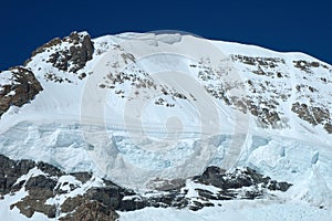 Snow on Monch mountainside at Jungfraujoch in Switzerland