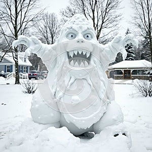 Snow monster sculpture
