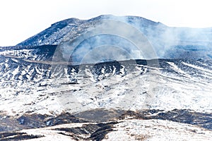 Snow in Mount Aso