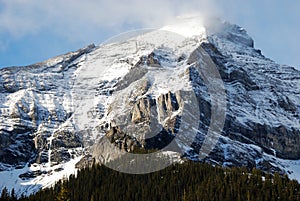 Snow mountain around with clouds