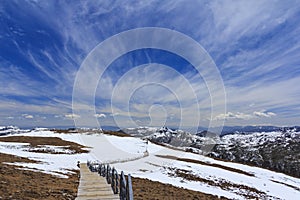 Snow mountain and blue sky at Blue Moon Valley, Shangri-La, Yunnan, China