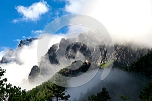 snow mountain in cloud