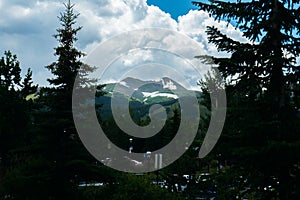 Snow mountain with clouds, city of Breckenridge Colorado USA