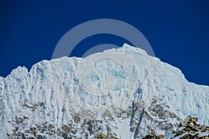 Snow mountain and glacier view at Everest base camp trekking EBC in Nepal