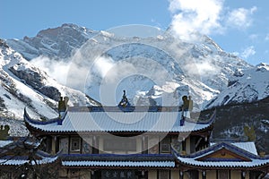 Snow mountain and Huanglong temple photo