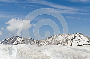 Snow mountain at japan alps tateyama kurobe alpine route