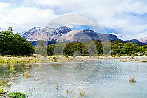 Snow mountain and lake