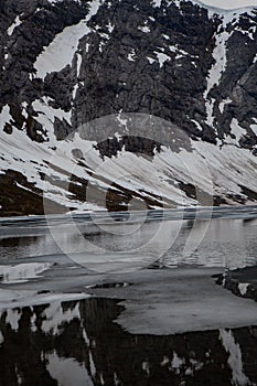 snow mountain landscape beside road in norway