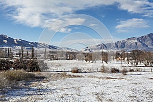 Snow mountain landscape in Tafi del Valle, Tucuman, Argentina photo