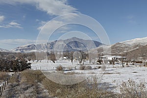 Snow mountain landscape in Tafi del Valle, Tucuman, Argentina photo