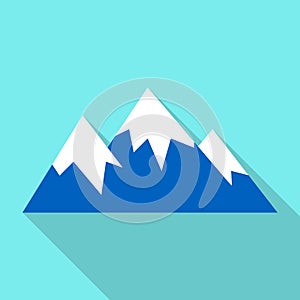 Snow mountain peak icon, flat style photo