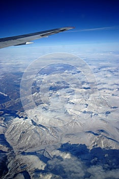 Snow mountain from plane