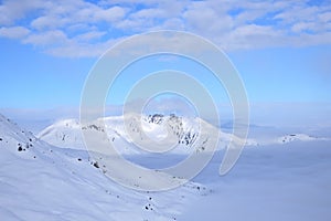 Snow Mountain Range Landscape in Austria photo