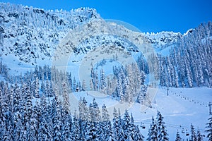 Snow Mountain Skiing Chairlifts Snoqualme Pass Washington