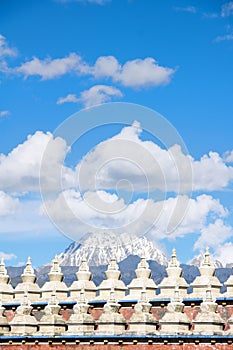 Snow Mountain and stupas