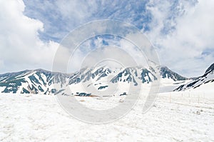 Snow mountain on tateyama kurobe alpine route ,japan alps