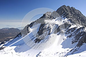 Snow mountain under blue sky