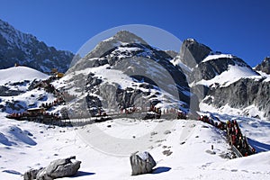 Snow mountain under blue sky