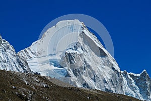 Snow mountain view at Everest base camp trekking EBC in Nepal