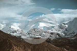 Snow Mountain View of Leh Ladakh District ,Norther part of India photo