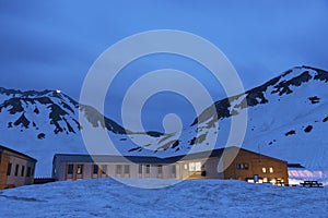 Snow mountain view in Tateyama Kurobe Alpine Route in Toyama, Japan