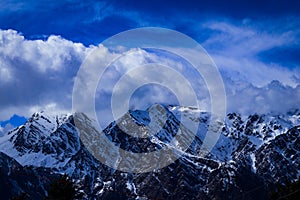 Snow Mountains blue cloud Background