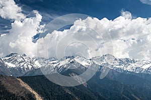 The snow mountains and clouds in Aba prefecture of Sichuan province, China.